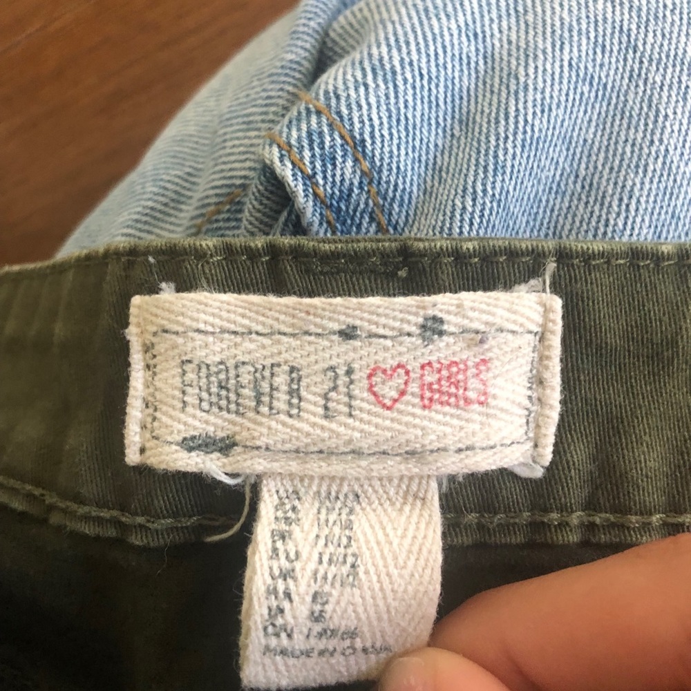 army green jean shorts